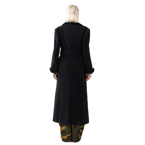 Trenchat Coat Women Jackets Jacket Women Women Women Lapel Belt Algodão Color Sólida Slim Funções Relacionadas de Carreira Black 2xl Jaqueta Definida Longo Casaco Longo Designer de Mulheres Designer