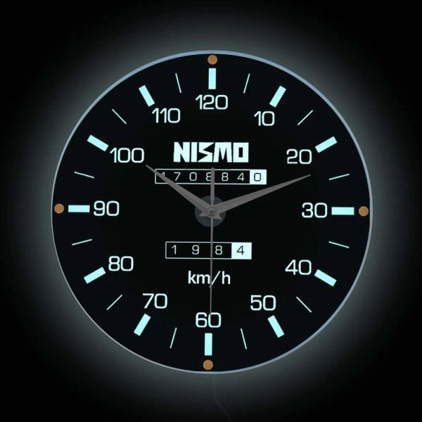 Relógios Motorsports Speedometer Design moderno Relógio de parede leve LED para Man Caver