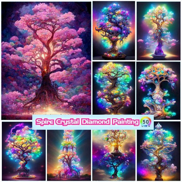 Stitch Tree of Life 5D Crystal Diamond Mosaic Painting Fantasy Landscape per esercitazioni piene ricami Croco a croce Croce arredamento per la casa