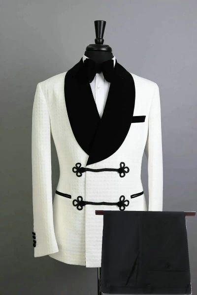 Суедины с двойной грункой клетчатые клетки черные бархатные лацка для жениха смокинг -жениха Лучший мужчина костюм мужские свадебные костюмы жених (куртка+брюки)