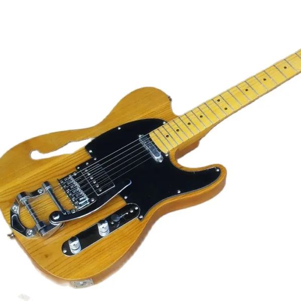 Chitarra per chitarra chitarra elettrica personalizzata con colore in legno naturale Ash bo personalizzato, foro F, hardware cromato, sistema tremolo, offerta