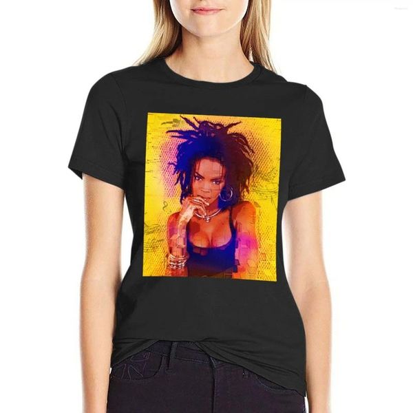 Polos femininos Vibras mágicas Lauryn Hill - cores e tinta digital amarela por iona art -shirt Funny Anime Roupes Tshirts for Women