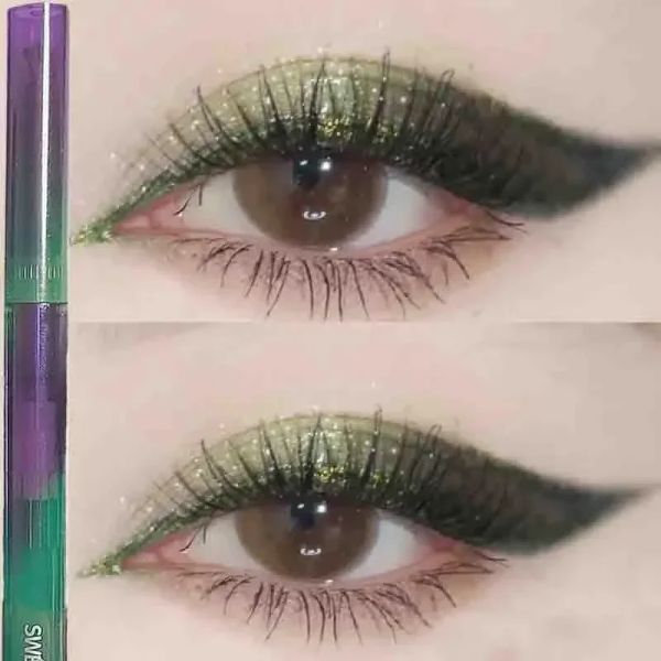 Eyeliner Shiny Pearlescent delineador caneta impermeável glitter verde ouro roxo líquido líquido deitada de seda de seda feminina maquiagem cosméticos