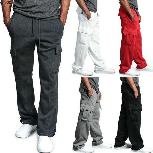 Erkek Kargo Pantolon Joggers Pamuk Ter Egzersiz Gevşek Pantolonlar Uzun Spor Giyim Sweetpants Hip Hop Sokak Giyim 579Z