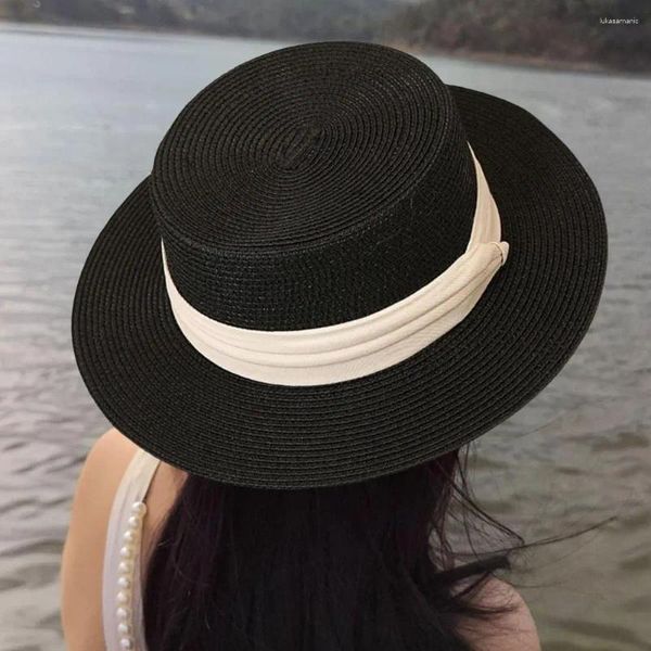 Beralar Şık yaz saman şapka şık kadın koleksiyonu İngiliz retro tarzı güneş açık yürüyüş için