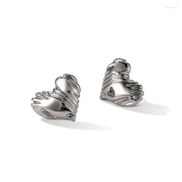 Brincos de garanhão Real 925 Sterling Silver Heart com ouro para mulheres Acessórios minimalistas de jóias finas anti -alergia