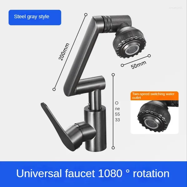 Torneiras de pia do banheiro pistola de cinzas de cinzas tinta em casa Bacia de varanda 360 giro giro e torneira de água fria