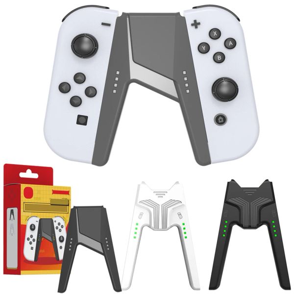 Speakers Game Controller Charging Dock Grip para Nintendo Switch/Switch OLED Joycon Handle Handle VShaped Charger Controller Carregador