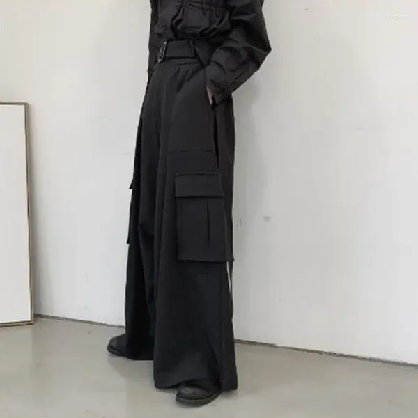 Herrenhose Männer Japan Lose lässiges Weitbein Fracht männliche Straße Tragen Sie Hip Hop Punk Gothic Harem Belt Hosen Kimono gerade Rock