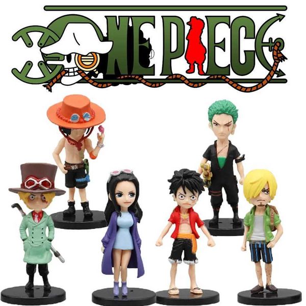 Figuras de brinquedo de ação 6pcs/set Anime One Piece Ação Figura PVC Luffy Nova ação Modelo colecionável Decorações de bonecas Toys para crianças para presente de Natal T240506