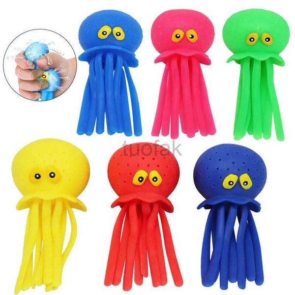 Giocattoli da bagno 6 colori SPONGE Assorbente Octopus giocattoli da bagno per bambini che stringe i giocattoli per il rilievo di rilievo estivo giocattolo d'acqua per bambini D240507