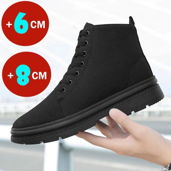 Bot Kış Erkekler Botlar Asansör Ayakkabı Gizli Topuklu Sıcak Tuval Yüksekleştiren Ayakkabılar Insole 8cm 6cm Günlük Asansör Sporlarını Artırın