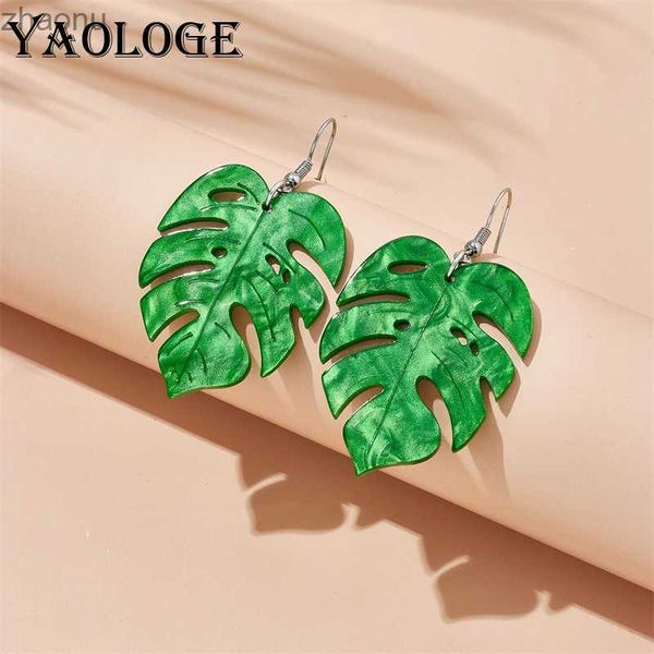 Dangle Kronleuchter Yaologe grüne tropische Palmblattschildkröte Blatt Frauen Anhänger Ohrringe Neue Trend Ohrringe Haken Acrylschmuckparty Geschenk XW