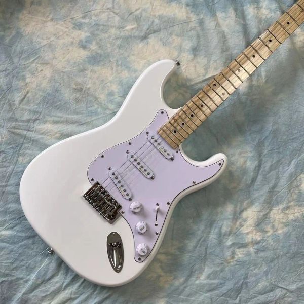 Гитара ST Electric Guitar Solid Body White Color Maple Fighting Высококачественная гитарра бесплатная доставка