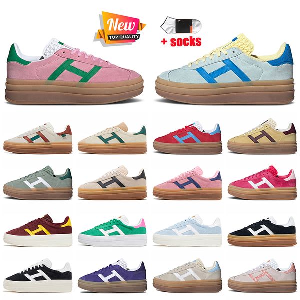 Platform Designer Gazelle Bold Dress Shoes Gazelles Women True Pink Green Almost Blue Yellow Black Gum White【code ：L】Womens Cloud Sneakers Trainers