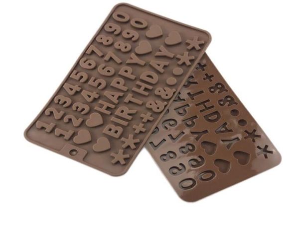 DIY Dijital Silikon Çikolata Kalıp Numaraları Kek Kalıp Gıda Sınıfı Silikon Jöle Kalıp Mutlu Yıllar Kek Dekorasyon LX19065715415
