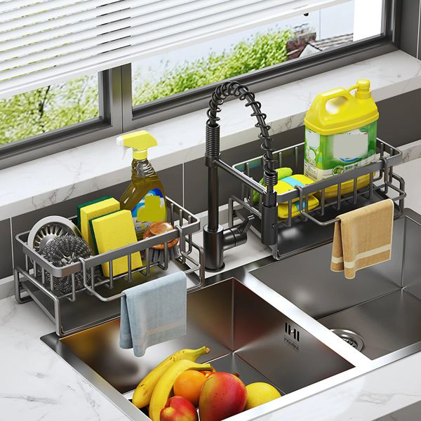 Organização Pia Caddy Sponge Suport Sink Bascha Brush Plave Dish Hanger Soop Rack Pia de pia do porta