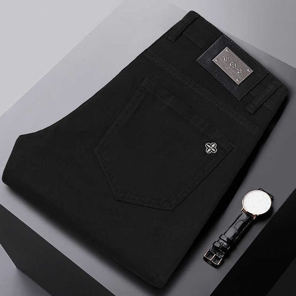 Calça de luxo de luxo calças de ponta de ponta preta de jeans pretos Marca Slim Fit Small Feet 2023 Spring European Goods