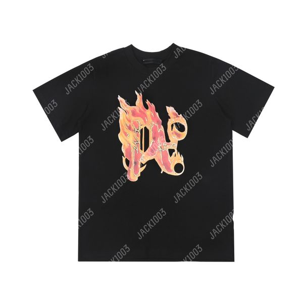 Palm Pa Harajuku 24SSs Summer Letter Flame Printing Logo T -Shirt Freund Geschenk Lose übergroßer Hip Hop Unisex Kurzarm Liebhaber Stil Tees Engel 2277 Bop