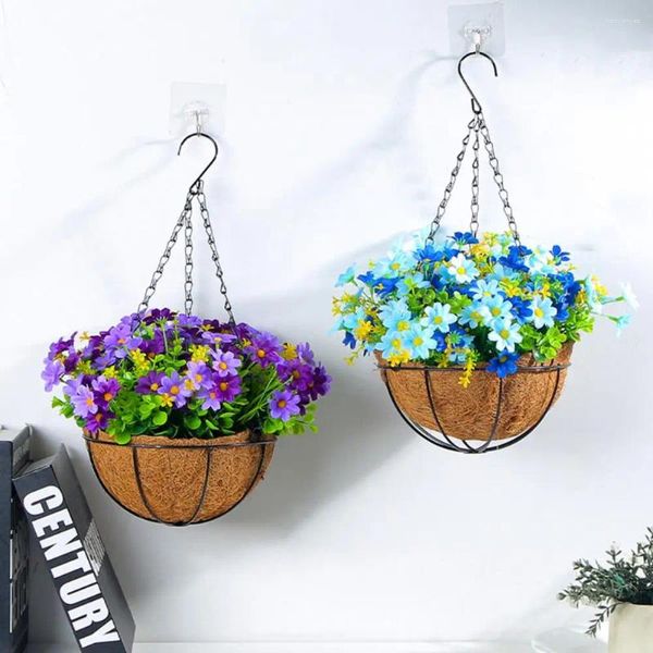 Декоративные цветы Высококачественная пластическая реалистичная искусственная цветочная корзина для дома