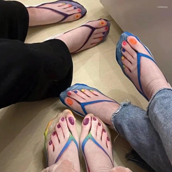 Donne calzini divertenti sandali da bordo da donna sandali carini kawaii clip clip stampato clip slipper pattern estate a bassa caviglia cotone