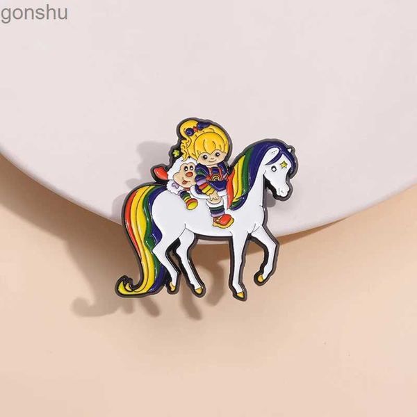 Pinos broches arco -íris pino de esmalte de fada colorido filme anime filme criativo broche emblema flip colar camisa inspiração jóia presente atacado wx