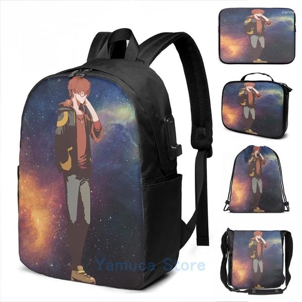 Zaino Funny Graphic Print lasciamo sposare nella stazione spaziale- USB Charge Men School Borse Women Bag Travel Laptop