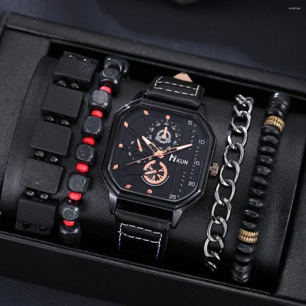 Нарученные часы мужской модный бизнес минималистский персонализированный Quartz Quartz Watch 4 браслеты