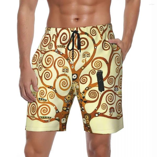 Shorts maschile gustav klimt art board estate L'albero delle vite retrò pantaloni corti mantine sport fitness secco rapido tronchi