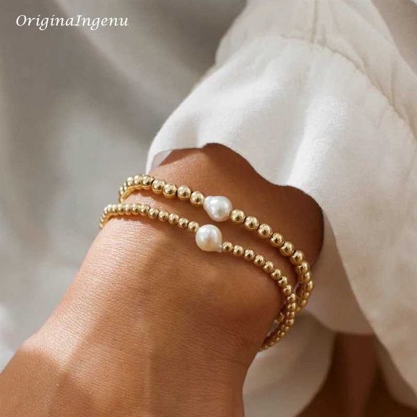 Bangle 14k Gold Pérolos Jóias à prova d'água BOHO DAMAGEM DE BRDIVERSIDADE DE ÁGUA DO COMPLEIRA Q240506