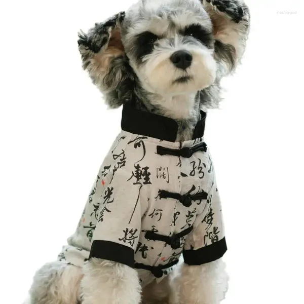 Vestuário para cães estilo chinês caligrafia Roupa Primavera e outono Fino personalizado pequeno colete