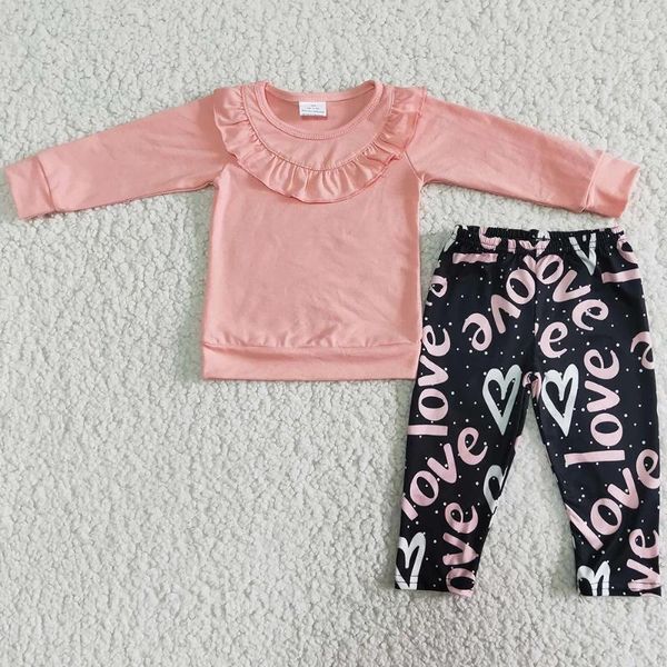 Set di abbigliamento boutique all'ingrosso vestiti per bambina di San Valentino Love Heart Fashi