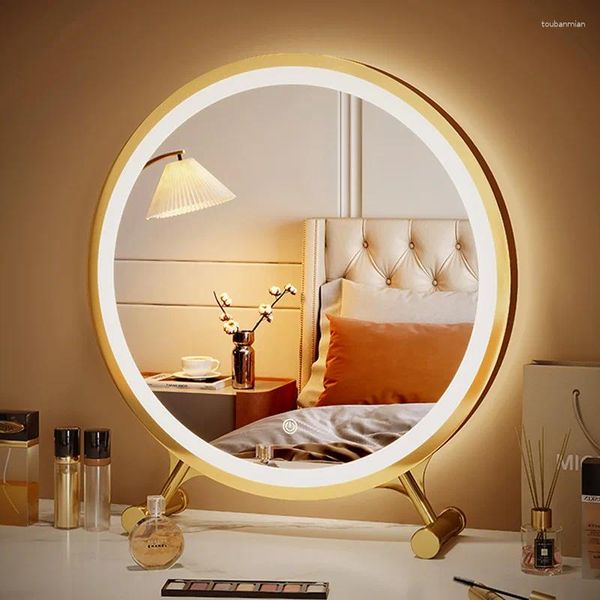 Specchio di trucco rotondo in cucina Mirror grande desktop LED DORMITORIO CAMERA DORMITORIO CAMBIE RIMPIONE LUCE