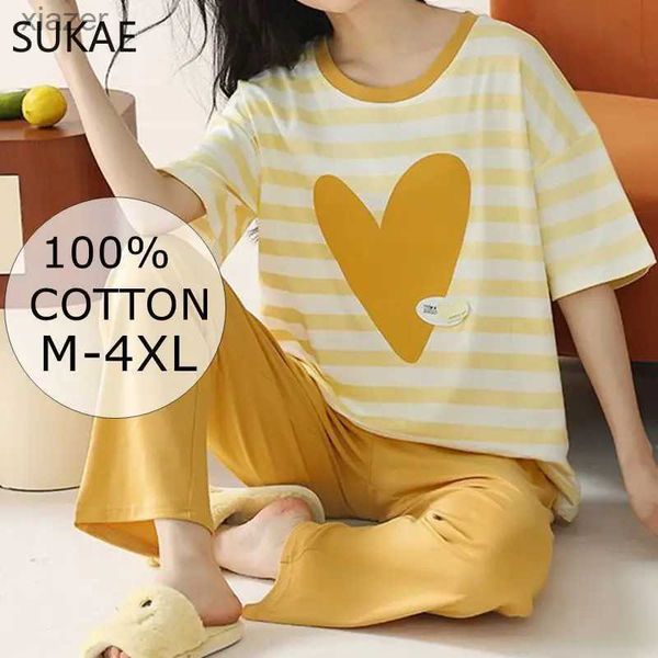 Roupa de sono feminina 100% algodão!SUKAE HQ Moda Fulma Casual Casual Paijama Casual Casual Casual Cartoon Clothing Wx WX