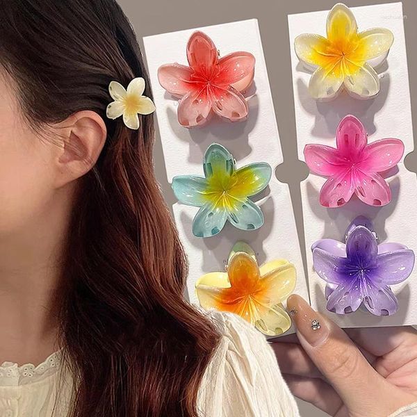 Haarzubehör 1/6pcs Sommer Blumen Haarklammern Frauen Mädchen Acryl Pflumeria Seitenbon Klauenstifte Barrette Kopfwears süß