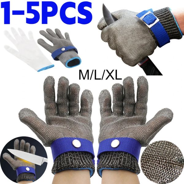 Guanti guanti anticutli in acciaio inossidabile macellaio guanti da cucina per casa guanti indossare guanti da taglio in metallo in metallo