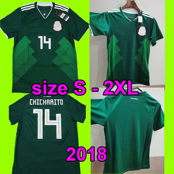 Chicharito 14 2018 Weltmeisterschaft Mexiko Mexiko Home Adult Football Soccer Trikots 2018 Thailand hochwertige Fußball Trikots Blank Jersey Neue Männer T-Shirt Tops T-Shirt