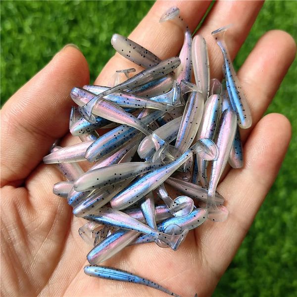 Mukun 10pcs mikro yumuşak balıkçılık yemleri 035g35mm ttail solucan cazibesi küçük yapay yem jig wobblers bas pike tackle 240430