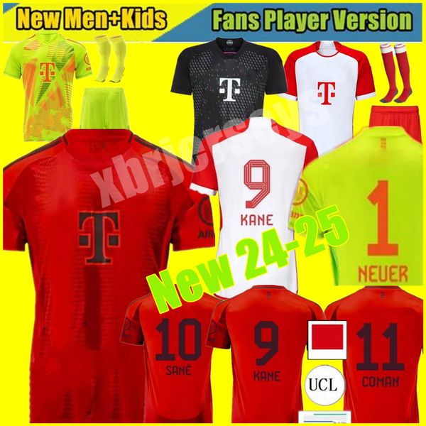 2024 2025 Bayern München Kane Fußballtrikots Hemd Sane Musiala Minjae Hernandez Goretzka Gnabry Bayern Davies Kimmich de Futebol Männer Kids Kits Kimmich Fans Spieler