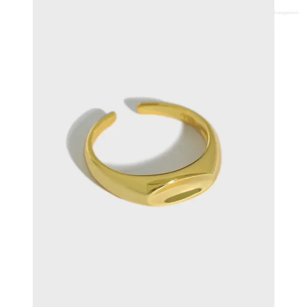 Anelli di cluster Eleganti 925 Serratura ad arco geometrico in argento sterling liscio liscio per donne Accessori anelli di fidanzamento minimalista