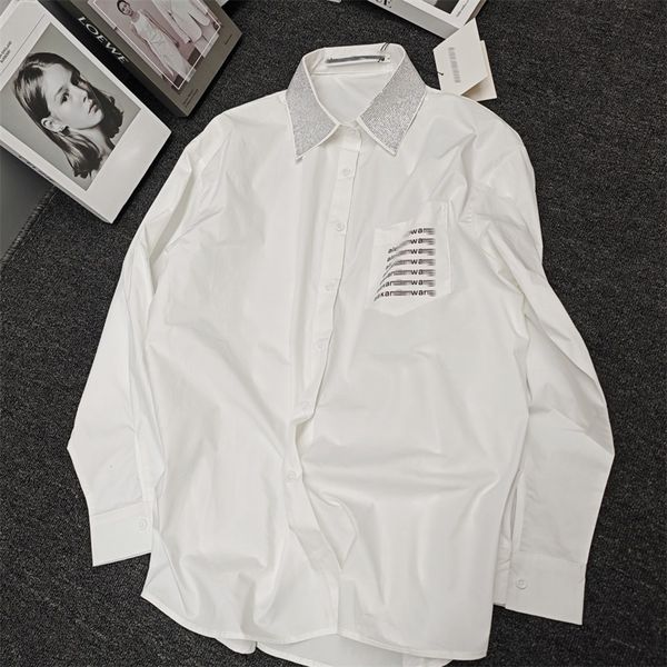 Дизайнерская блузка женская рубашка классическая простая белая топа