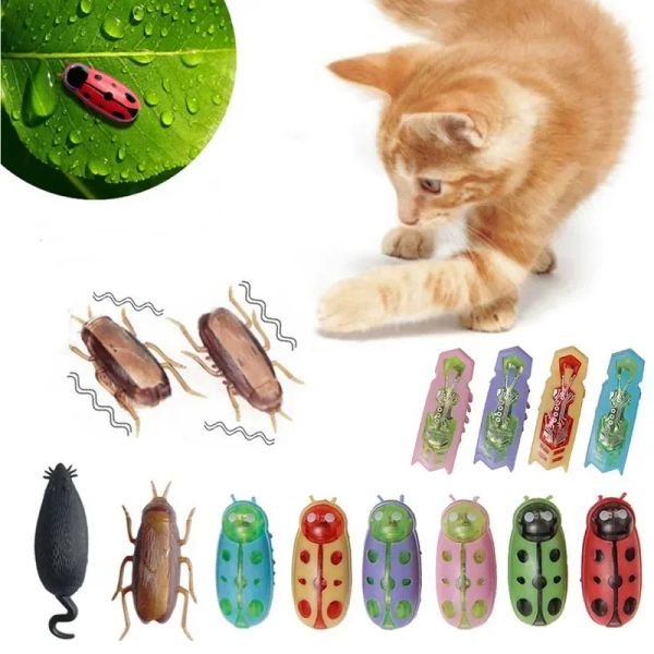 Giocattoli bug elettrici divertenti gattinip tunnel automatico mini robot bug vibrazioni giocattoli insetti per gatti a batteria a batteria coccinella di scarafaggio