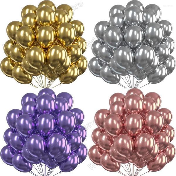 Decorazione per feste Ballioni metallici compleanno baby shower decorazioni per matrimoni cromate blu viola rosa oro rosa rosso argento 10/20/30pcs balone