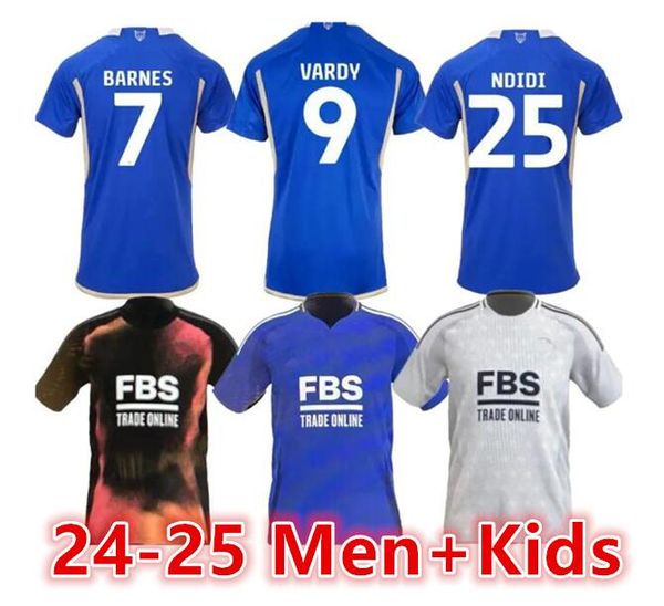 2024 25 Maglie da calcio Leicester Barnes Tielemans a casa Vardy Maddison Iheanacho Ayoze Ndidi Daka Lookman City Home 2024 25 Vardy Football Uniforms Men Kdis Kit Kit Kit