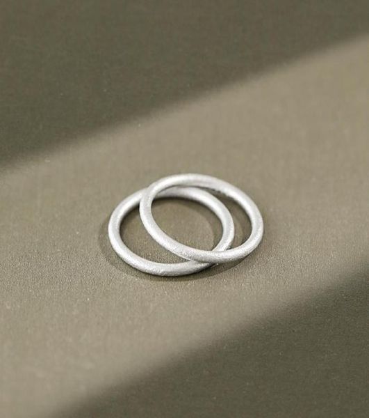 Estilo coreano S925 Sterling Silver Ring Ins Simple Allmatch Ancient Fine Ring Student Silver 18 K Gold2650419