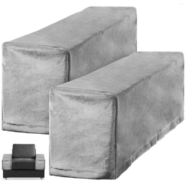 Stuhlabdeckungen 2 PCs Sofa Armlehnenschutz Couch Slip Covers Office Silber Fleece Stretch