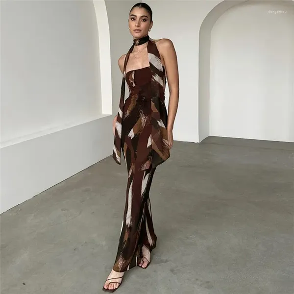 Kadınlar Elbise 2024 Trend Mayo Örtün Seksi Çizgi Boyun İnce Sırt Çantası kalçası Kadın Katı Spandex Plaj Maması Takım
