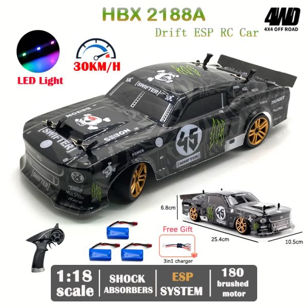 Cars Hbx 2188a 1/18 4Wheel Drive RC Auto Professionell erwachsener Driftmodell Auto Highspeed Lading Children Remote Control GTR Racing CA