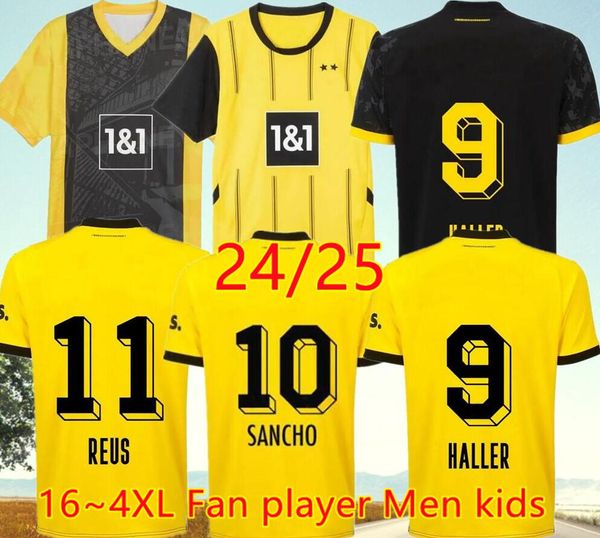 24 25 Sancho Soccer Jerseys Haller Reus Dortmunds 50 лет в Special Westfalenstadon 2024 2025 футбольный футбольный футбольный рубашка Brandt Men Men Kids All Black