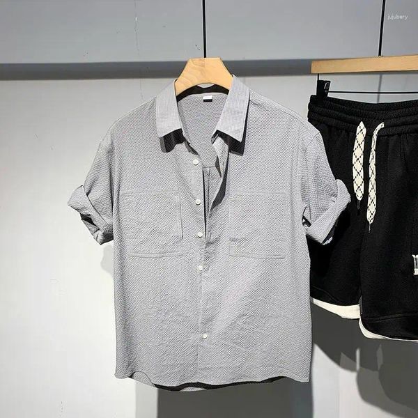 Camicie casual maschile 2024 Summer Trendy High End -End Versatile POLO Modello scuro sottile Shirt a manica corta oversize a grandi dimensioni